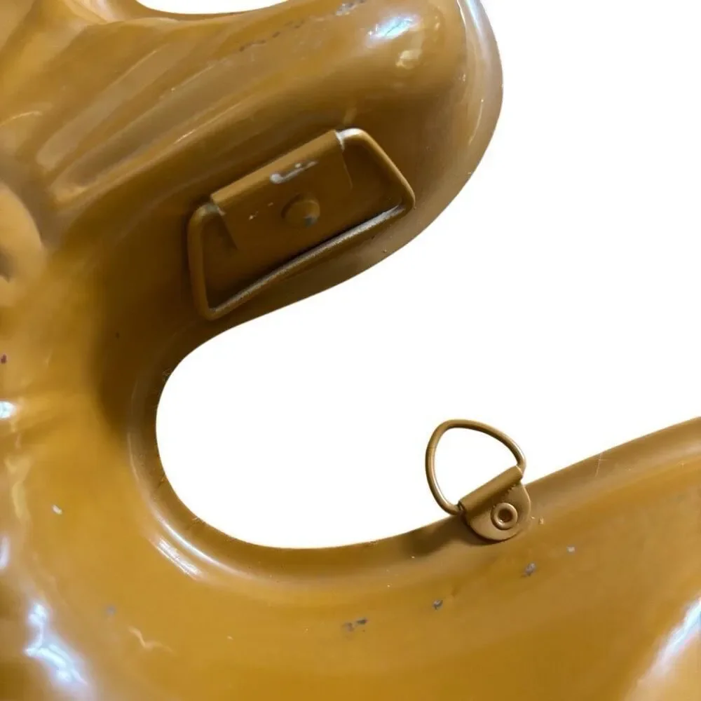 Vintage Yellow Fish Shaped Metal Wall Hanging Jello Food Mold Pan